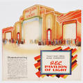 A large pavilion with a queue of people around it and a description of the event underneath